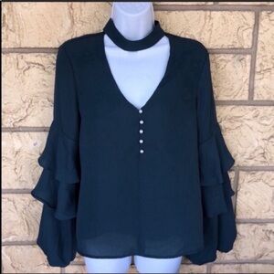WAYF Top Blouse Ruffle Sleeves bell Work Career Casual Size Small